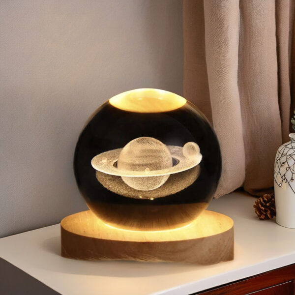 Solar System Warm Luminous Crystal Ball Glass Lamp