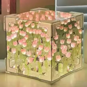 Square Pretty Tulip Flowers Glass Light