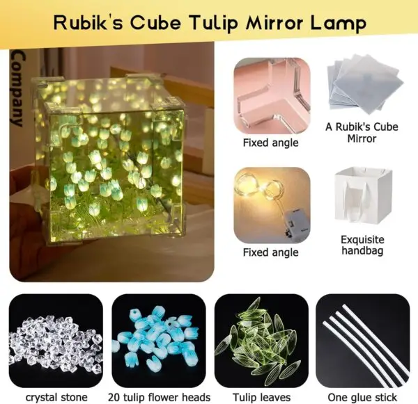 Square Pretty Tulip Flowers Glass Light