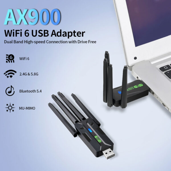 Wi-Fi 6 Dual-Band Wireless Network Card + Bluetooth Adapter